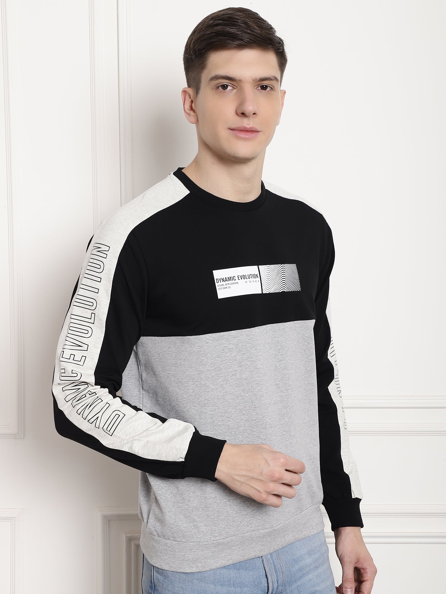 Black Dynamic evolution panel Full Sleeved T-Shirt