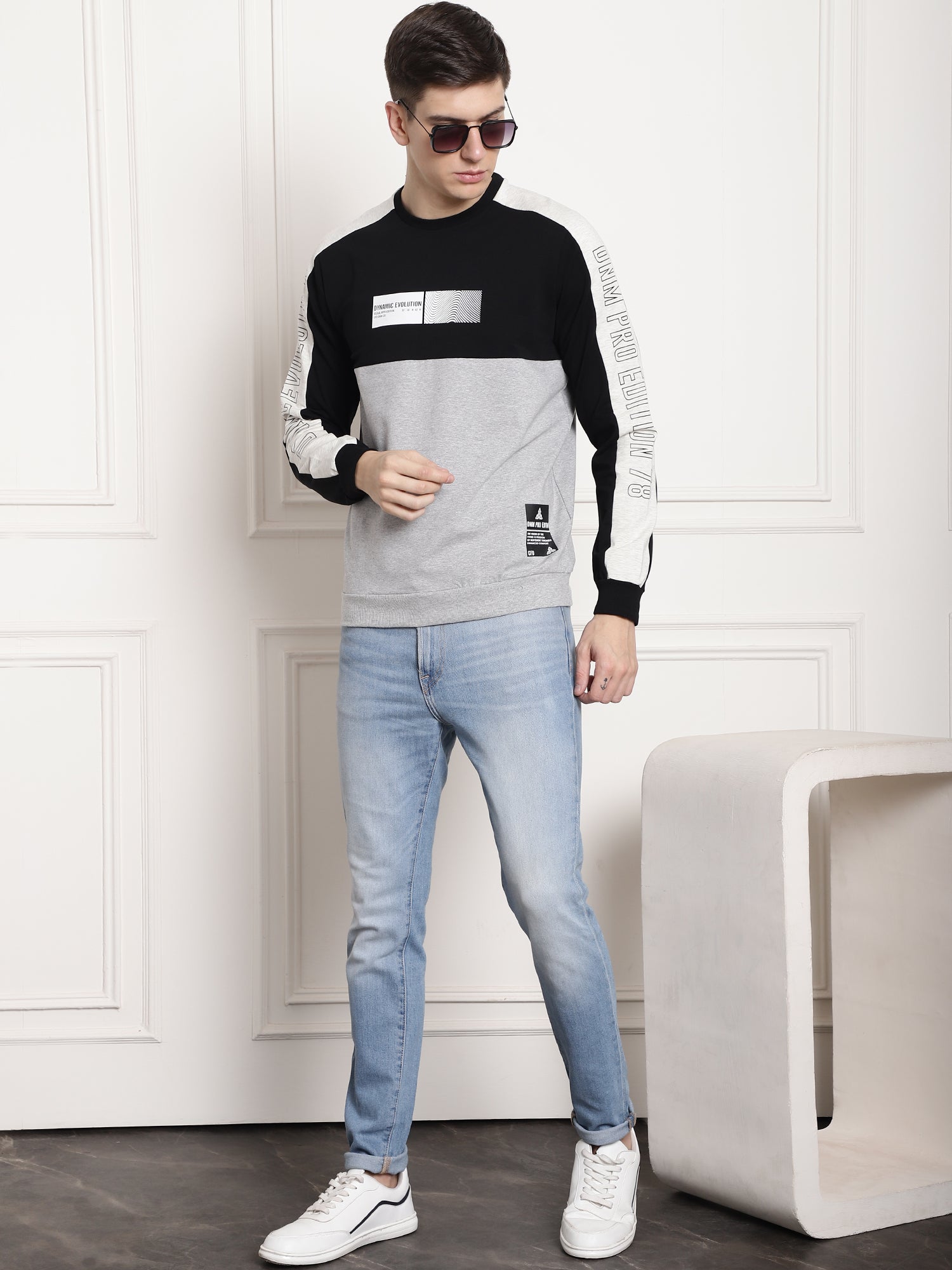 Black Dynamic evolution panel Full Sleeved T-Shirt