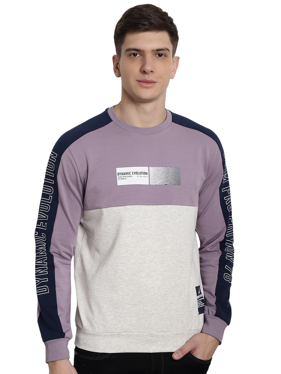 Lilac Dynamic evolution panel Full Sleeved T-shirt