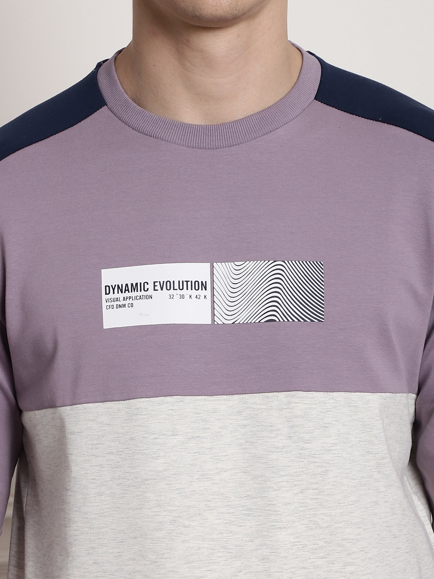 Lilac Dynamic evolution panel Full Sleeved T-shirt
