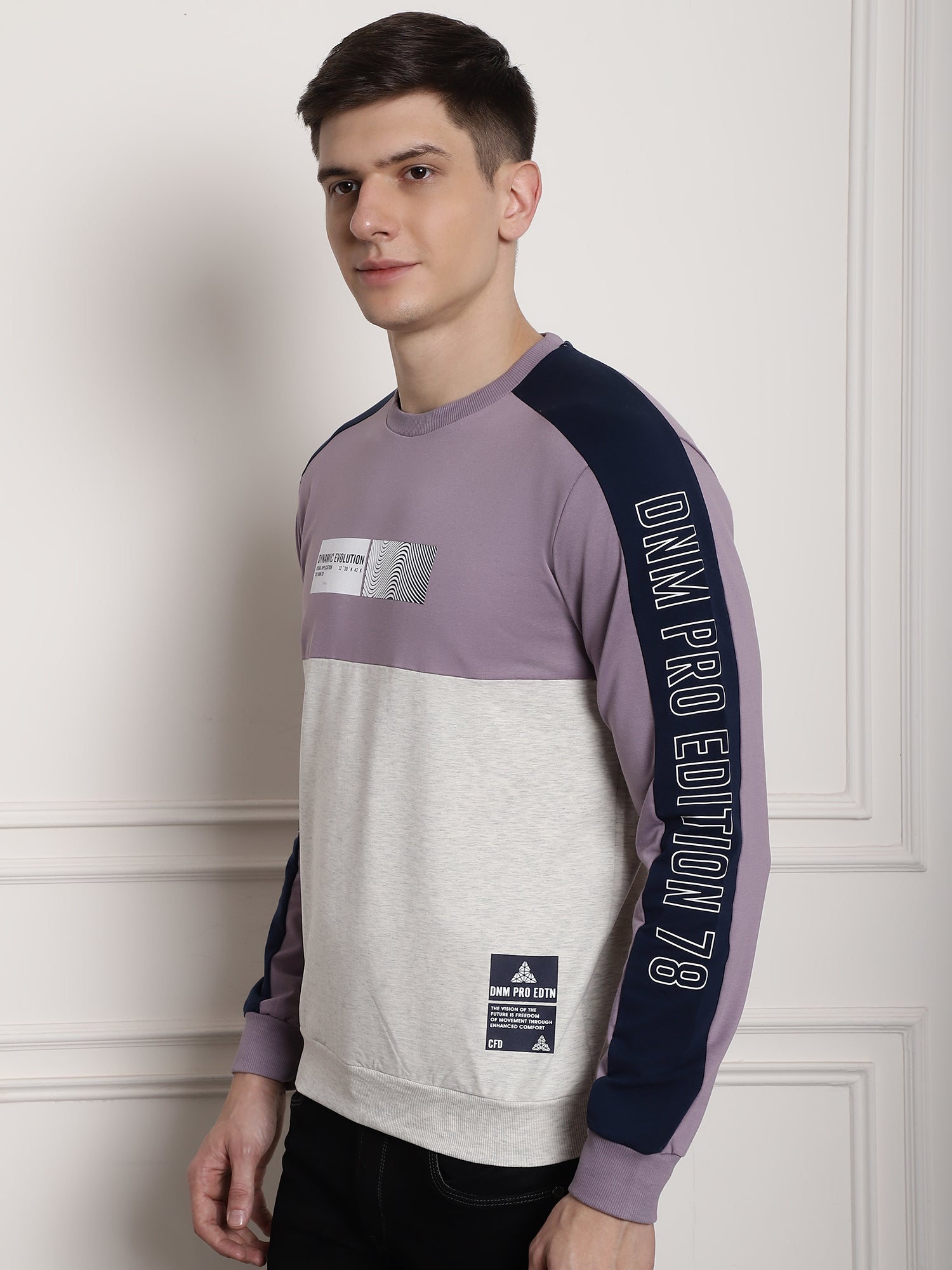 Lilac Dynamic evolution panel Full Sleeved T-shirt