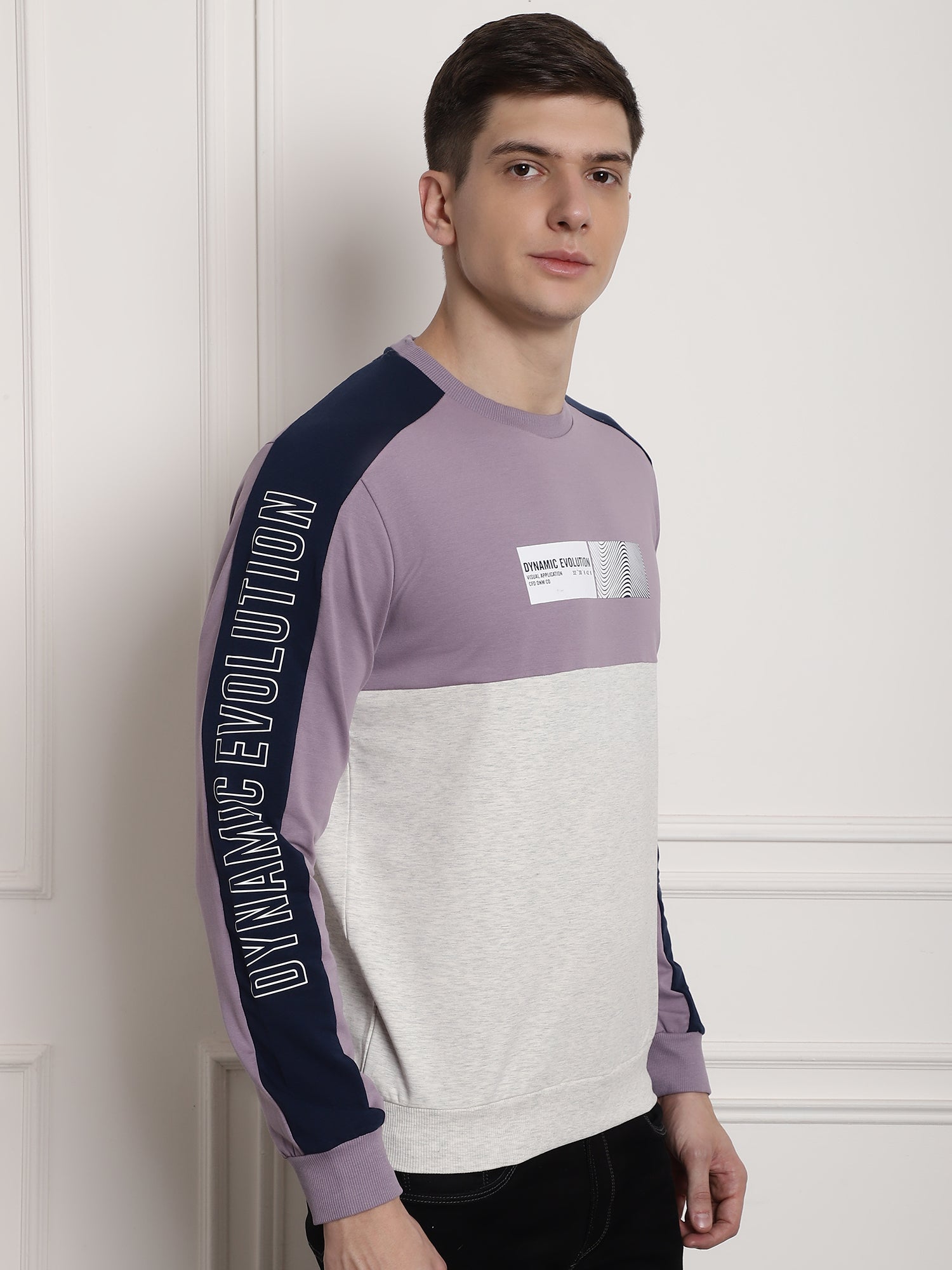 Lilac Dynamic evolution panel Full Sleeved T-shirt