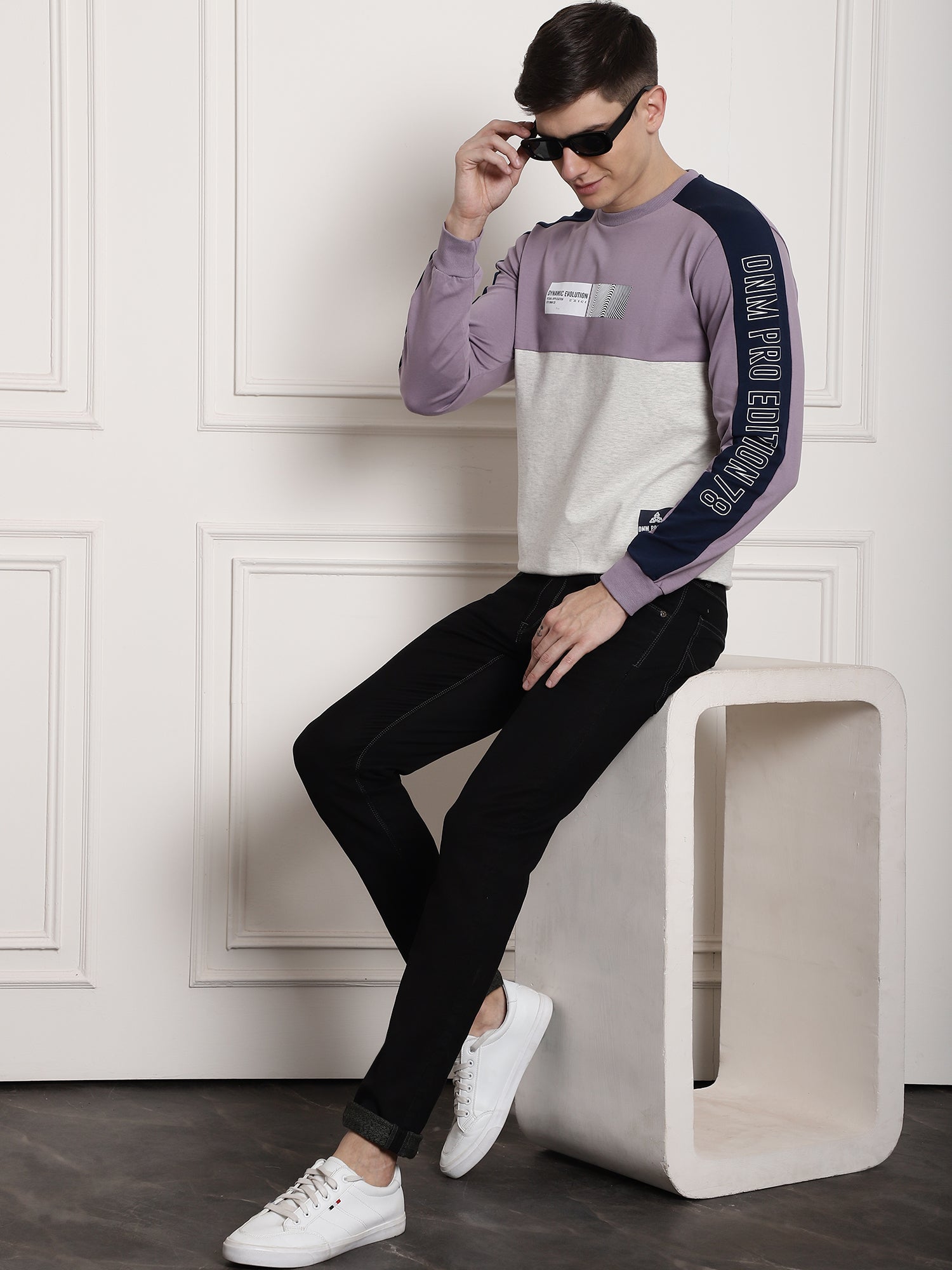 Lilac Dynamic evolution panel Full Sleeved T-shirt