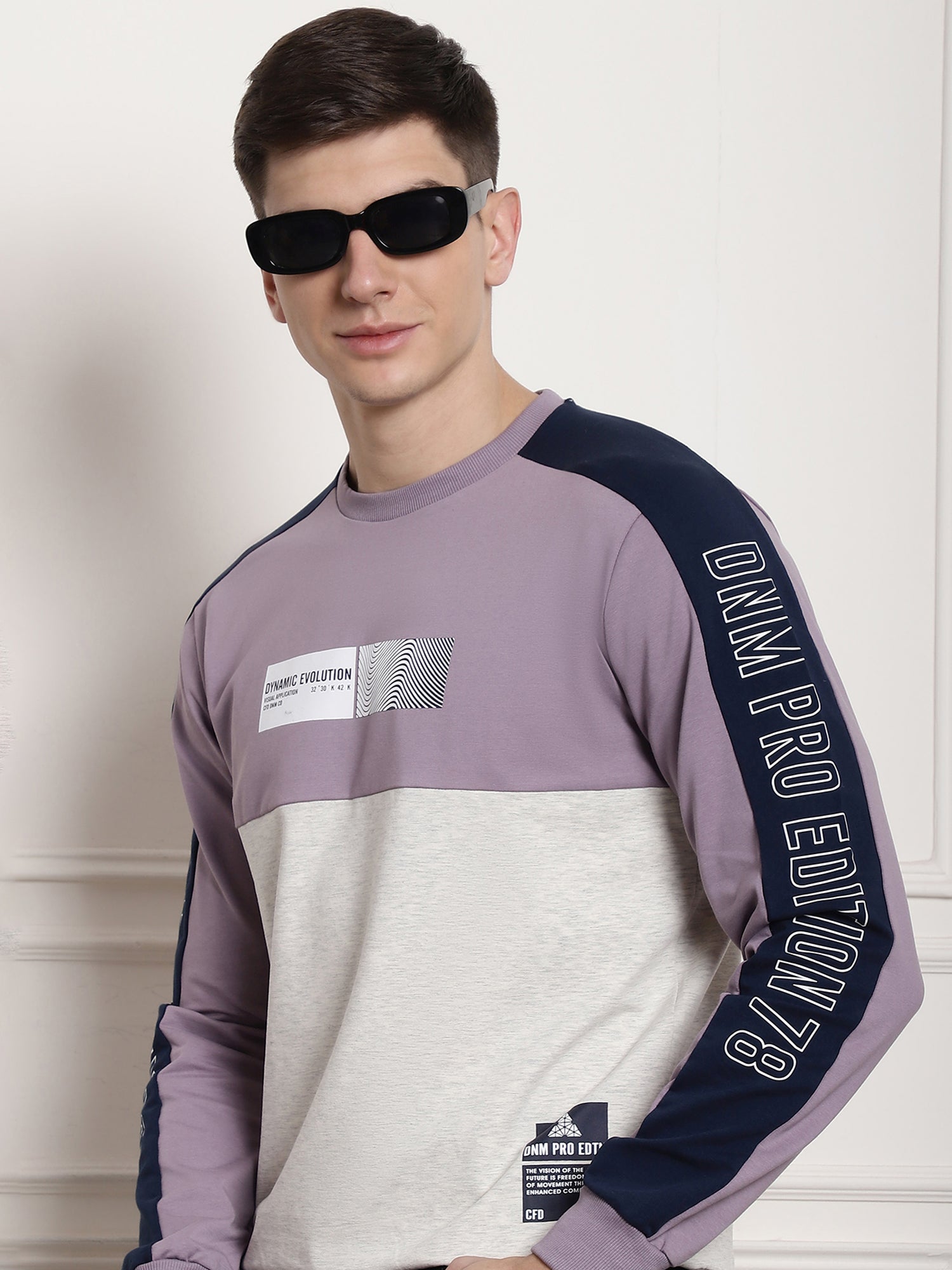 Lilac Dynamic evolution panel Full Sleeved T-shirt