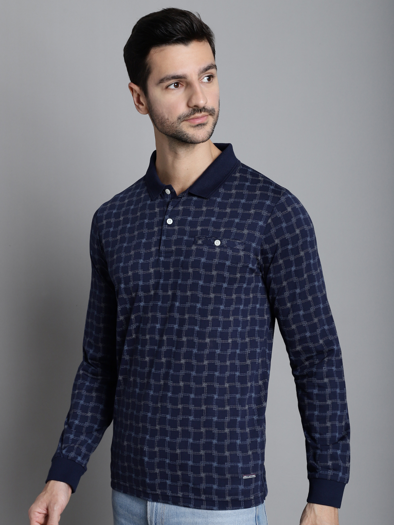 Graph Check Full Sleeved T-neck Regular Fit T-shirt