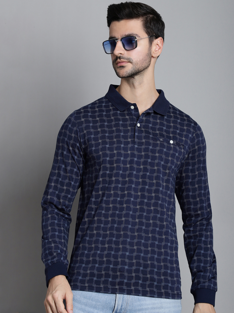 Graph Check Full Sleeved T-neck Regular Fit T-shirt