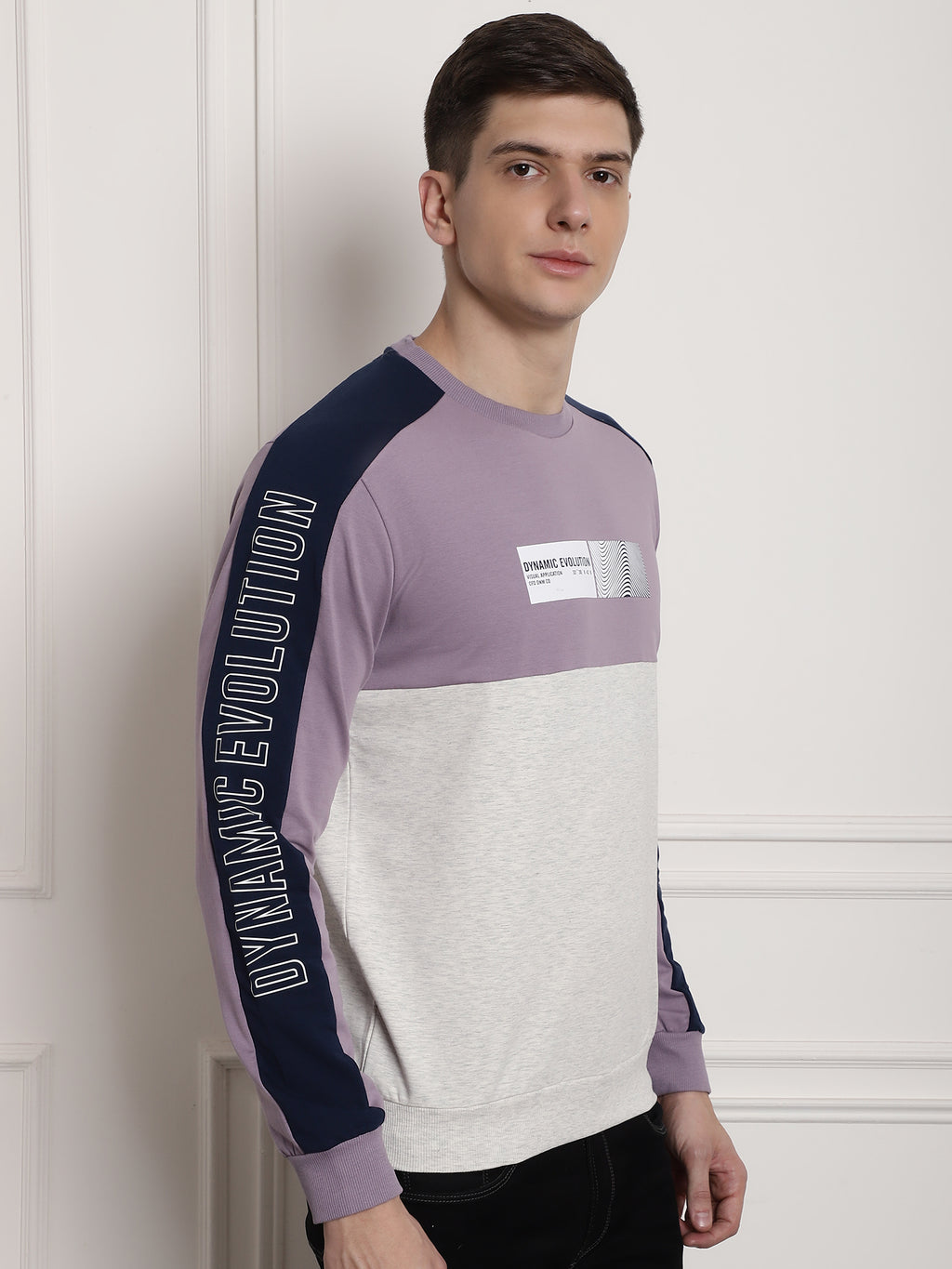 Lilac Dynamic evolution panel Full Sleeved T-shirt