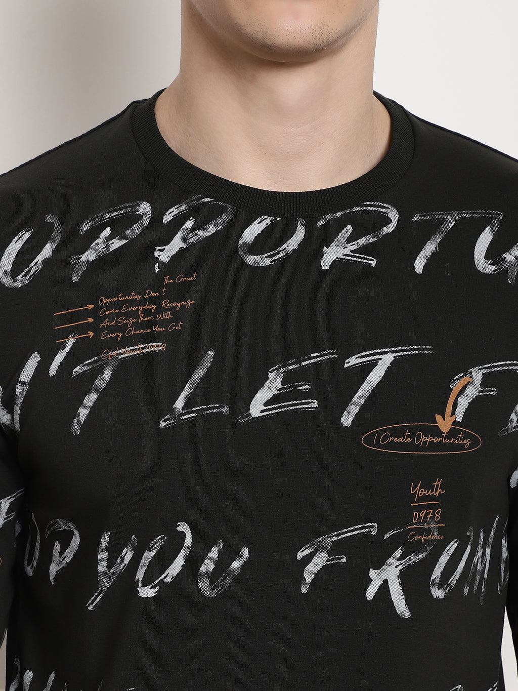 Dark Olive Scripted Full Sleeved T-shirt
