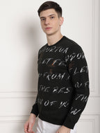 Dark Olive Scripted Full Sleeved T-shirt