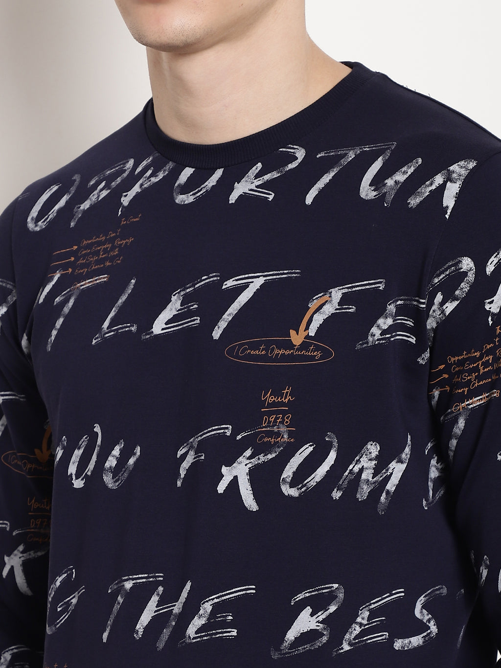 Dark Indigo Scripted Full Sleeved T-shirt