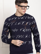 Dark Indigo Scripted Full Sleeved T-shirt