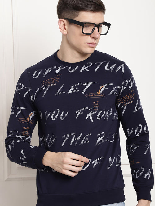 Dark Indigo Scripted Full Sleeved T-shirt