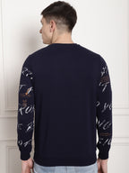 Dark Indigo Scripted Full Sleeved T-shirt