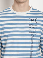 Steel Blue Core Striper Full Sleeved T-shirt