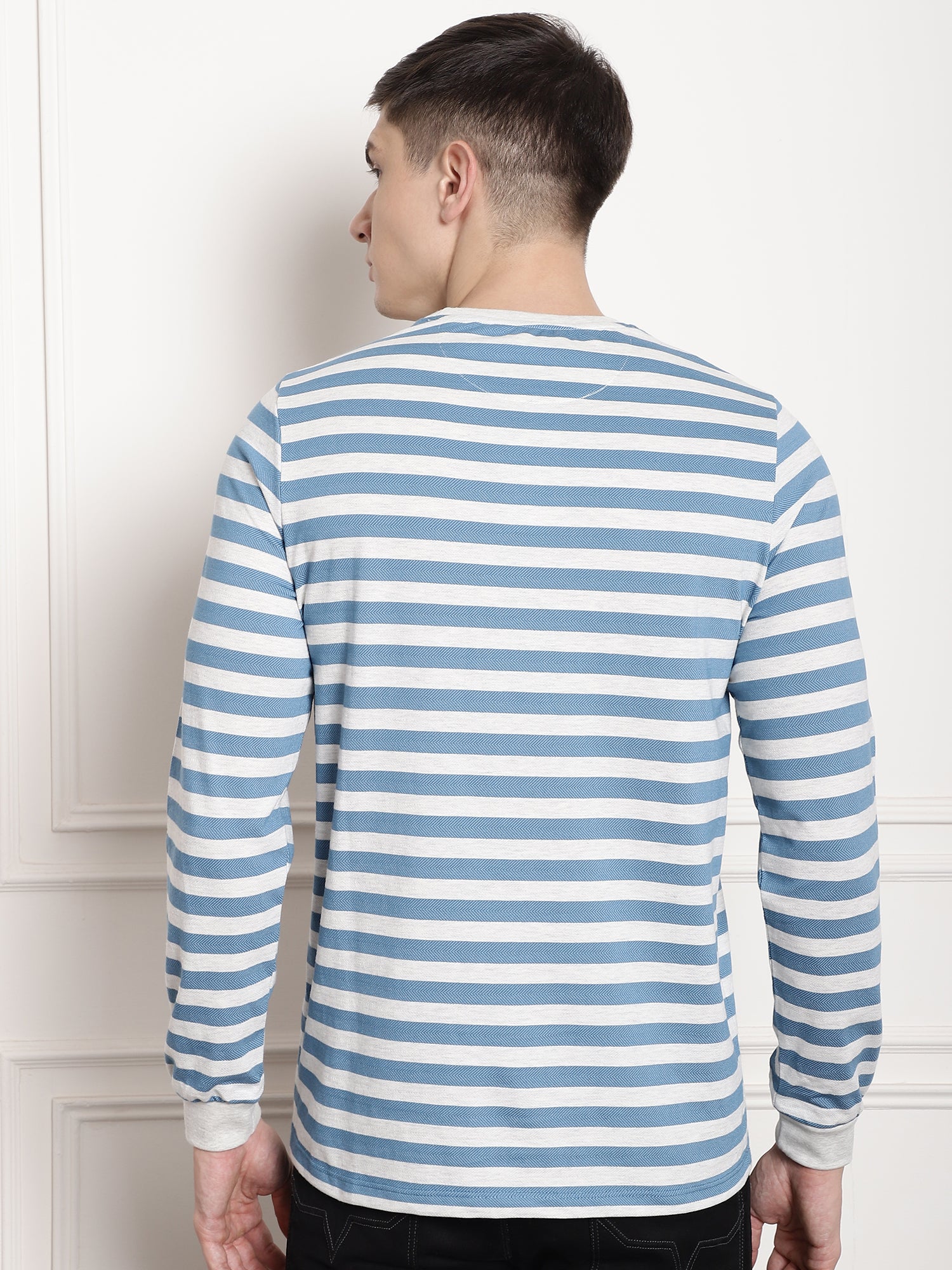 Steel Blue Core Striper Full Sleeved T-shirt